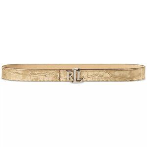 85$ Lauren Ralph Lauren Logo Reversible Metallic Embossed Belt Size M Assorted